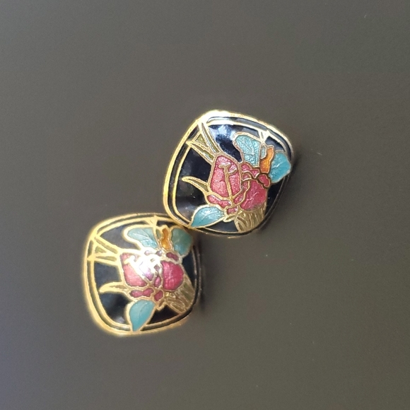 Vintage Retro Floral Earrings Gold-tone - Picture 6 of 7